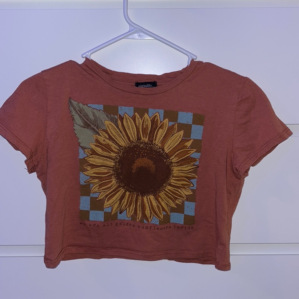 Orange Sunflower Crop Top